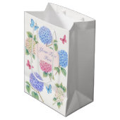 Gepersonaliseerde Waterverf Hydrangea Gift Bag Medium Cadeauzakje (Voorkant Gekanteld)