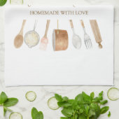 Gepersonaliseerde Waterverf keuken kookgerei Theedoek (Gevouwen)