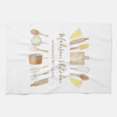 Gepersonaliseerde Waterverf keuken kookgerei Theedoek (Horizontaal)