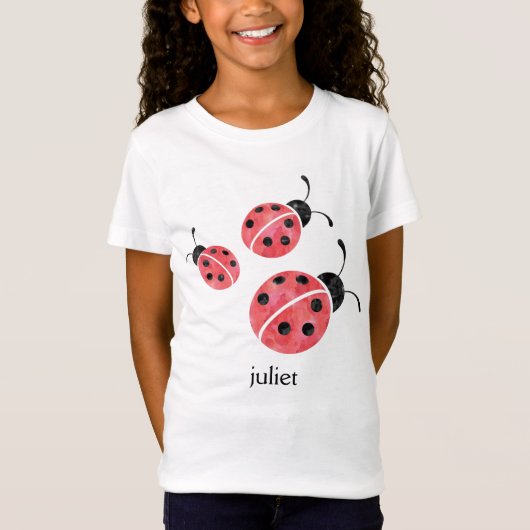 Gepersonaliseerde Waterverf Ladybug Lovebug T-shir T-shirt (Voorkant)