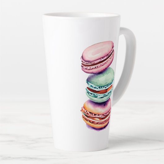 Gepersonaliseerde  Waterverf Macaron Latte Mok (Rechterhoek)