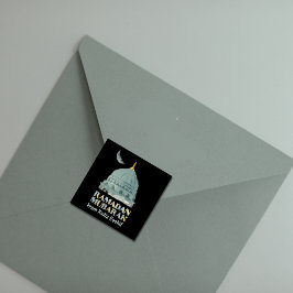 Gepersonaliseerde Waterverf moskee Ramadan Mubarak Vierkante Sticker