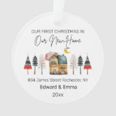 Gepersonaliseerde Waterverf Nieuwe Home Eerste Ker Ornament (voorkant)