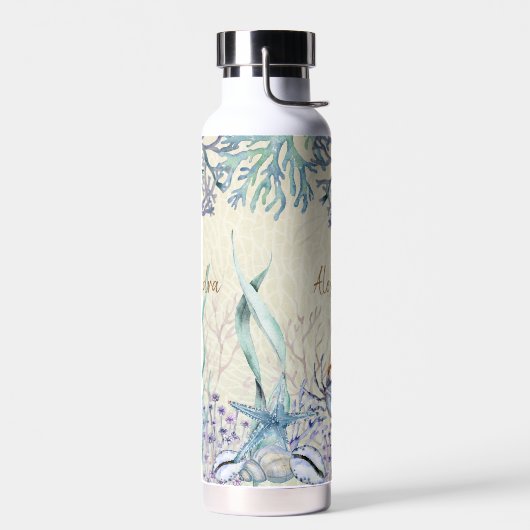 Gepersonaliseerde Waterverf Ocean Zee Life Beach Waterfles (Links)