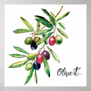 Gepersonaliseerde Waterverf Olive Branch Poster