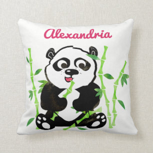 Gepersonaliseerde Waterverf Panda Beer Animal Girl Kussen