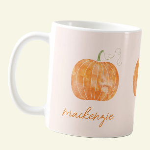 Gepersonaliseerde Waterverf Pompoen Herfst Herfst Koffiemok