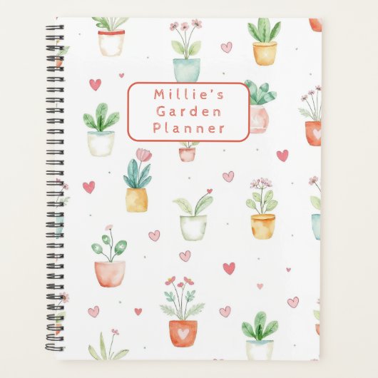 Gepersonaliseerde Waterverf Potted Planten Garden Planner (Voorkant)