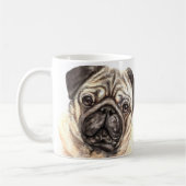 Gepersonaliseerde Waterverf Pug Mok (Links)