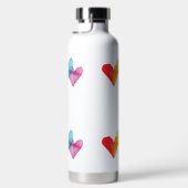 Gepersonaliseerde Waterverf Rainbow Hearts Schatti Waterfles (Rechts)