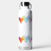 Gepersonaliseerde Waterverf Rainbow Hearts Schatti Waterfles (Voorkant)