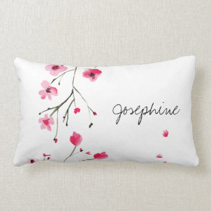 Gepersonaliseerde Waterverf Roze rode Cherry Bloss Kussen