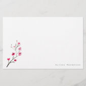 Gepersonaliseerde Waterverf Sakura Cherry Blossom Briefpapier (Voorkant)