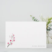Gepersonaliseerde Waterverf Sakura Cherry Blossom Briefpapier (Staand voorkant)