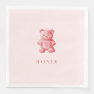 Gepersonaliseerde Waterverf Schattige Roze Gummy B Servet