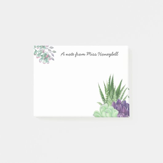 Gepersonaliseerde Waterverf succulent Post-it® Notes (Voorkant)