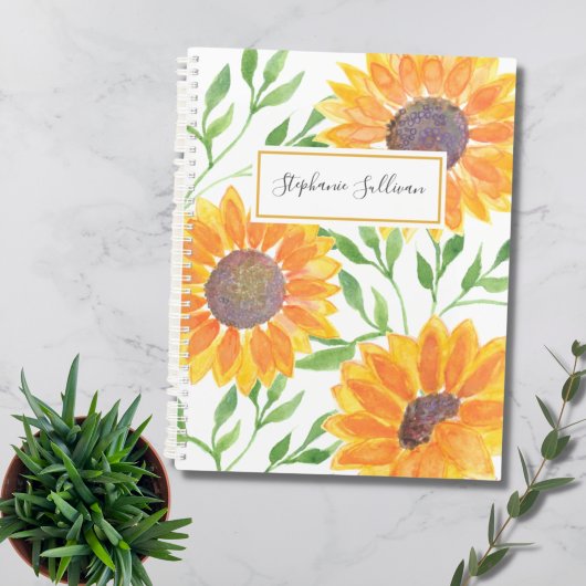 Gepersonaliseerde Waterverf Sunflower Greenery Planner