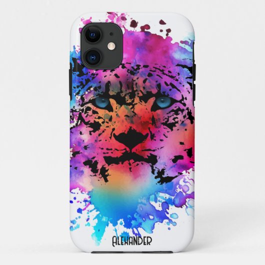 Gepersonaliseerde Waterverf Tijger Hoofd Case-Mate iPhone Case (Achterkant)