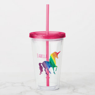 Gepersonaliseerde Waterverf van de Unicorn van de  Acryl Drinkbeker