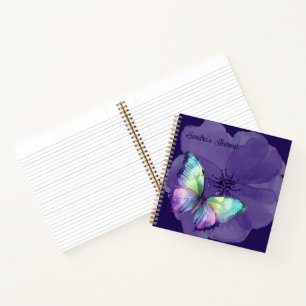 Gepersonaliseerde Waterverf Vlinders en Bloemen Notitieboek