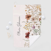 Gepersonaliseerde Waterverf Wildflower  Bloemen Golfhanddoek (Insitu)