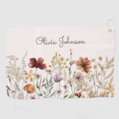 Gepersonaliseerde Waterverf Wildflower  Bloemen Golfhanddoek (Horizontaal)