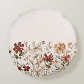 Gepersonaliseerde Waterverf Wildflower Bloemen Rond Kussen (Achterkant)