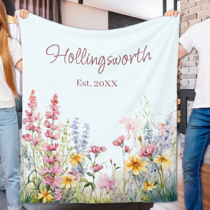 Gepersonaliseerde Waterverf Wildflower Field Fleece Deken