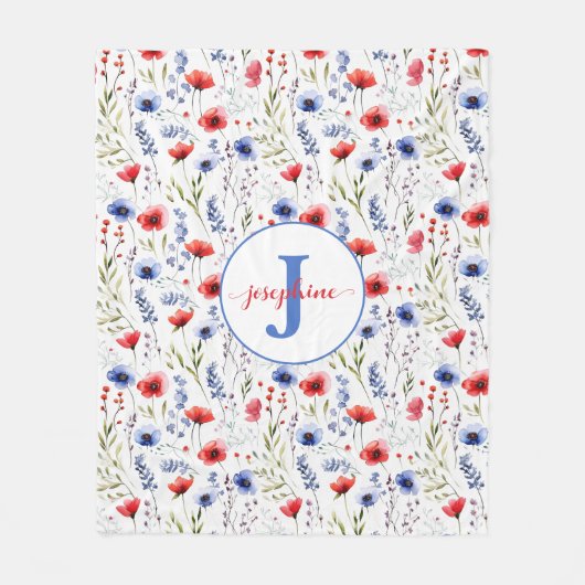 Gepersonaliseerde Waterverf Wildflower Fleece Deke (Voorkant)