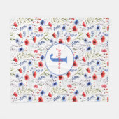 Gepersonaliseerde Waterverf Wildflower Fleece Deke (Voorkant (Horizontaal))
