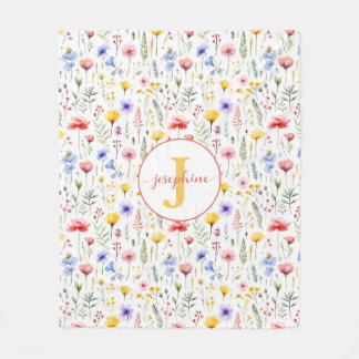 Gepersonaliseerde Waterverf Wildflower Fleece Deke Deken