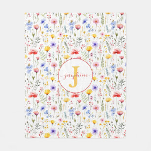 Gepersonaliseerde Waterverf Wildflower Fleece Deke Deken