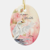 Gepersonaliseerde Waterverf Witte Zwan en Rozen Keramisch Ornament (Achterkant)