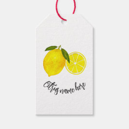 Gepersonaliseerde Waterverf Yellow Lemon Cadeaulabel