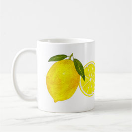 Gepersonaliseerde Waterverf Yellow Lemon Koffiemok