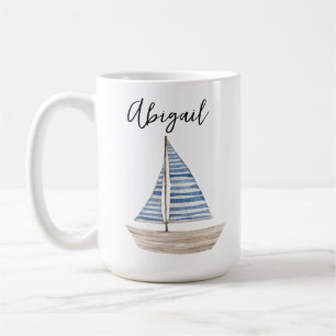 Gepersonaliseerde Waterverf Zeilboot Mok