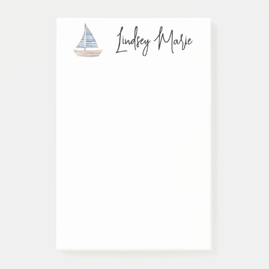GEPERSONALISEERDE WATERVERF ZEILBOOT Post-it notit Post-it® Notes (Voorkant)