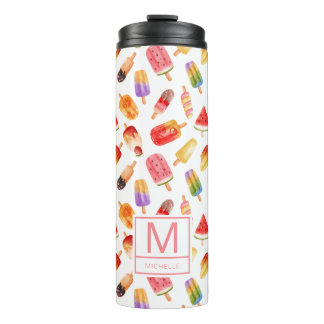 Gepersonaliseerde Waterverf Zomer Popsicles Patroo Thermosbeker
