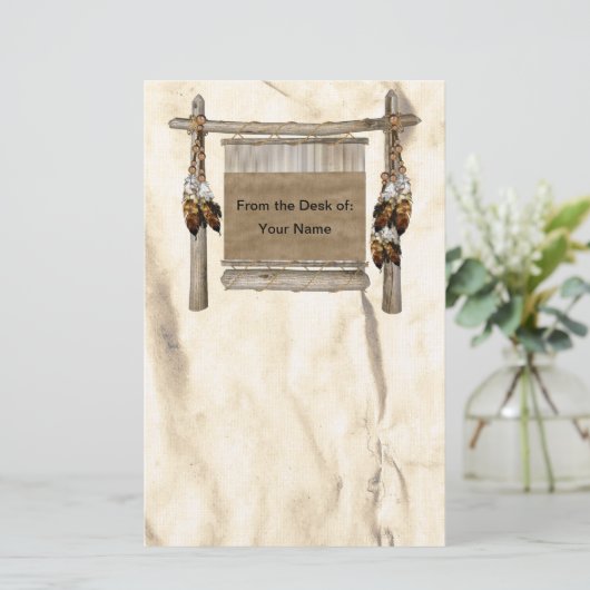 Gepersonaliseerde Weaving Loom Native American Sta Briefpapier (Staand voorkant)