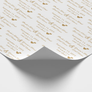 Gepersonaliseerde Wedding Golden Hearts Bruid & Br Cadeaupapier