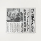 Gepersonaliseerde Wedding Krant Achtergrond met Fo Wandkleed (Voorkant (horizontaal))