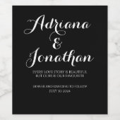 Gepersonaliseerde Wedding Wijnfles met Custom Blac Wijn Etiket (Enkel label)