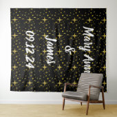 Gepersonaliseerde weduwschapsachtergrond roze goud wandkleed (In Situ (horizontaal))