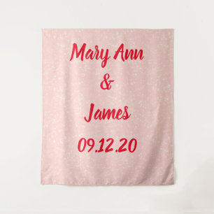 Gepersonaliseerde weduwschapsachtergrond roze goud wandkleed