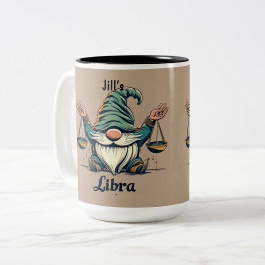 Gepersonaliseerde Weegschaal Koffie Mok, Koffie Mo Tweekleurige Koffiemok (Voorkant links)