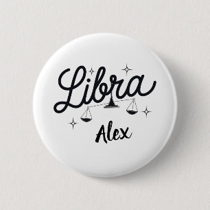 Gepersonaliseerde Weegschaal Zodiac Sign Art Ronde Button 5,7 Cm