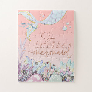 Gepersonaliseerde "Wees een zeemeermin" Pastel Gli Legpuzzel