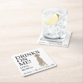 Gepersonaliseerde Weimaraner bruiloft Vierkante Kartonnen Onderzetter (Insitu)