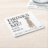 Gepersonaliseerde Weimaraner bruiloft Vierkante Kartonnen Onderzetter (Schuin)