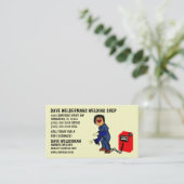 Gepersonaliseerde Welder Cartoon Visitekaartje (Staand voorkant)